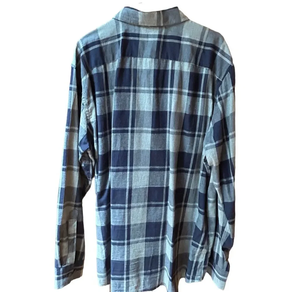 Banana Republic Cotton Blue Gray‎ Plaid Shirt XL